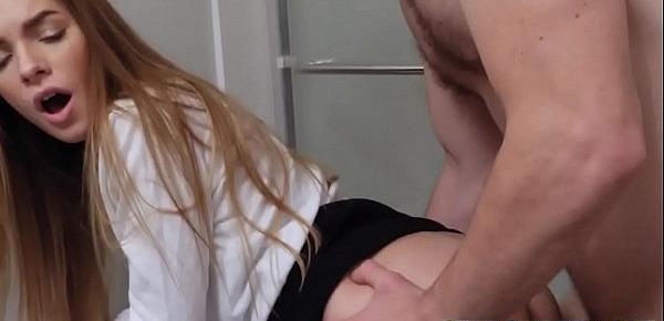  Flat chested stepsibling takes cum facial